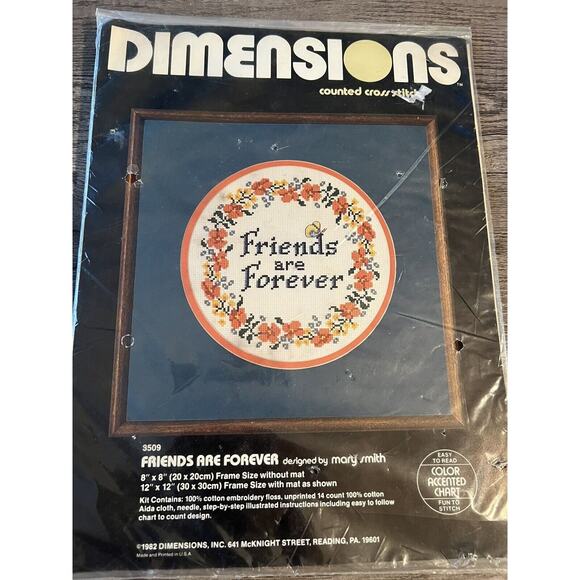 Dimensions Friends Are Forever Counted Cross Stitch Kit Complete New Vintage - Picture 1 of 3